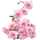 GTidea Silk Plants Direct Artificial Cherry Blossom Hanging Vine Spray Arrangements Faux Garland Fake Wreath Home Garden Yard Fence Party Wedding Decor Pink