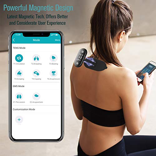 1byone Wireless TENS Unit Muscle Stimulator, Bluetooth and Magnetic Electronic Pulse Muscle Massager Machine, EMS & TENS Modes, App Control, with 6 Pads for Neck, Knee, Back Pain Relief