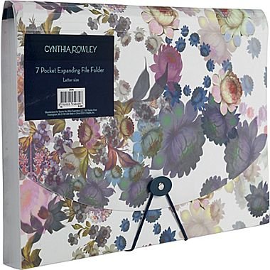 Cynthia Rowley 7 Pocket Expanding File Folder, Letter Size, Cosmic White Floral