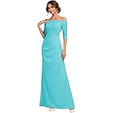 Mother of The Bride Dresses Laces Long Sleeve Off Shoulder Formal Dress Satin Mother of Groom Eevening Gown