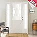 Vangao French Door Curtain White Glass Door Window Curtains Drapes Faux Silk Privacy Rod Pocket Front Door Curtain Small Window with Bonus Tieback W54 x L40 1 Panel