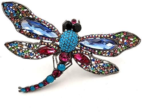 Wiy Colorato Ala Grande Spilla Libellula Blu Tono Argento Cristallo Libellula Spilla Bug Porselein Amazon It Casa E Cucina