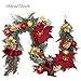 Valery Madelyn Pre-Lit 6 Feet Luxury Red Gold Christmas Garland with Shatterproof Ball Ornaments, Ribbon and Artificial Simulation Flower, Battery Operated 20 LED Lights