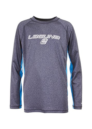 Laguna Children's Surf Beat Loose Fit Long Sleeve Rashguard Swimwear, Navy/Heather, 10/12