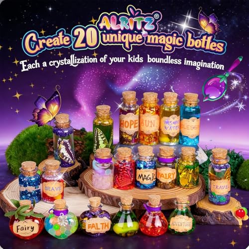 Alritz Fairy Potions Kit, Magic Mix Kit 20 Bottles, Decorations Ornaments Garden Crafts Birthday Gifts Toys for Girls 6 7 8 9 10 Years Old Families Party Outdoor Indoor
