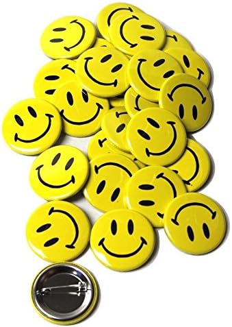 Lot of 25 1.25 inch Pinback Buttons Badge Classic Smiley Face Emoji