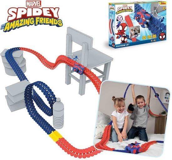 - Flextreme Spidey, carris flexíveis de carro Spidey, inclui carro com luzes, 184 secções, até 4,4 m de pista (7600180918)