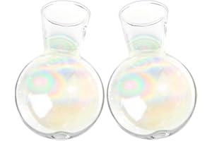 XXXFLOWER Glass Propagation Stations Accessories Plant Terrarium Wooden Stand Air Planter Bulb Glass Vase Metal Swivel Holder Retro Desktop Hydroponics Home Garden Office Decoration（Iridescent）