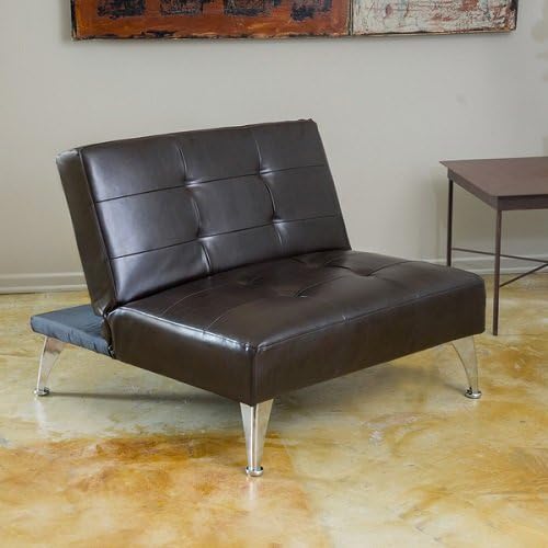 Metro Shop Christopher Knight Home Alston Click-Clack Oversized Convertible Leather Ottoman Chair-Alston Click-Clack Oversized Brown Leather Chair