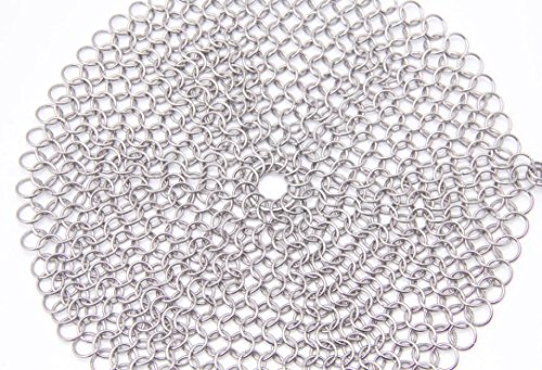 Staron 8"x 8" Stainless Steel Chainmail Scrubber 316 Cast Iron Cleaner Brush for Cast Iron Pan Skillet Pan Griddle Wok Grill Scraper Skillet Scraper (8 x 8" Sliver)