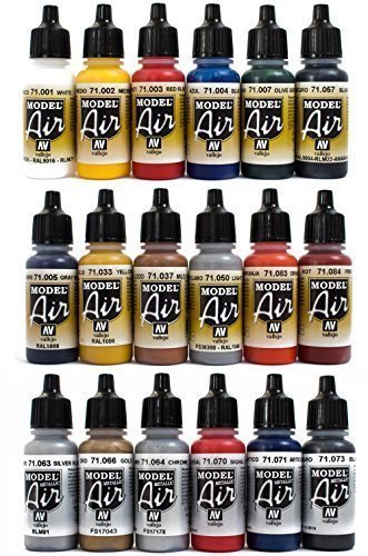 Airbrush Colors 18 X VALLEJO MODEL AIR 17ml Base Metallic Colours Set Airbrush Colours