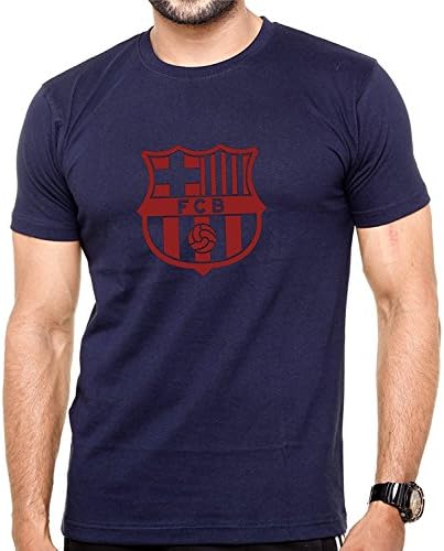 DhoomBros FC Barcelona Soccer Football T-Shirt (Adult XL, Red on Navy)