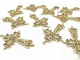 YYaaloa 10pcs 42mmx63mm Slim Sideways Cross Antique Silver Plated Crosses Charms Pendant for Crafting Bracelet Necklace Jewelry Findings Jewelry Making Accessory (42x63mm 10pcs Gold)