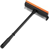2 in1 Window Squeegee for Car, Window Cleaner with 16inch Long Handle,Sponge Car Window Squeegee for Gas Station, Glass,Shower,Outdoor High Window Cleaning