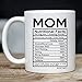 MyCozyCups Mom Nutritional Facts Coffee Mug - Funny New Gag 11oz Novelty Gift from Daughter, Son, Husband for Birthday, Christmas, Anniversary, Valentine's Day - Awesome Mommy Cup