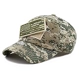 The Hat Depot Low Profile Tactical Operator with USA Flag Patch Buckle Cotton Cap (Digi Camo)