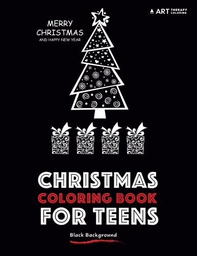 Christmas Coloring Book For Teens: Black Background