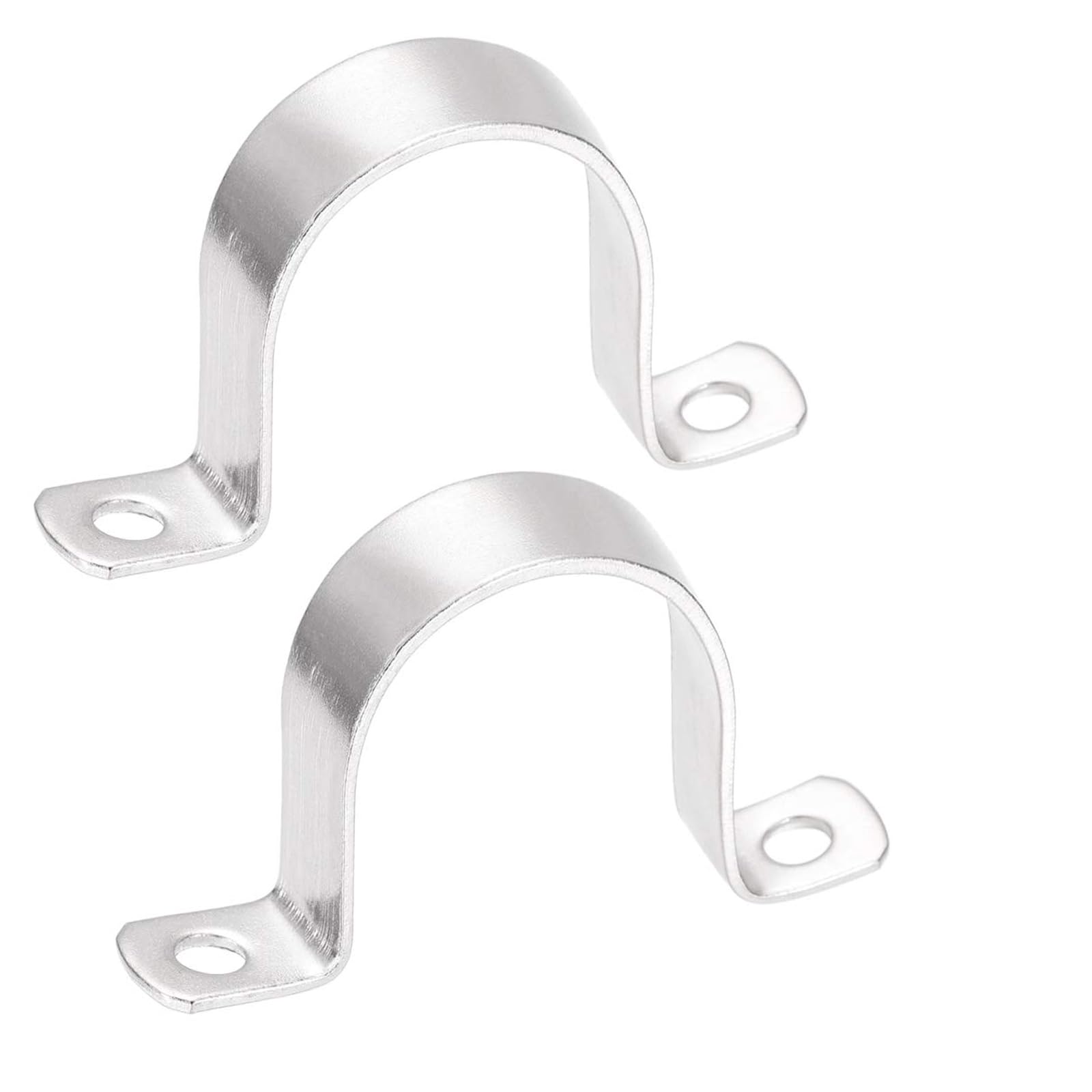 TOP-VIGOR 2Pcs 50mm(2") Rigid Pipe Strap, 2 Holes U Bracket Pipe Clips, 304 Stainless Steel Tube Strap Tension Clip Clamp Saddle Clip for Pipe Fixing