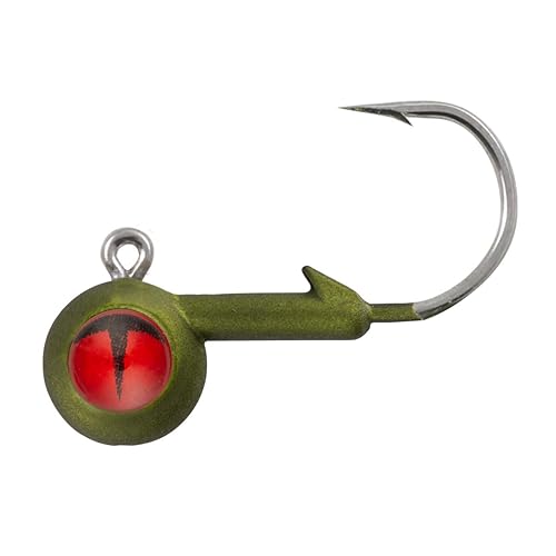 Northland Fishing Tackle Freshwater Tungsten Short Shank Fishing Jig for Bass, Walleye, Trout, and Many Others, Metallic Olive, 3/8 Oz 3/0 Hook, 2/Card