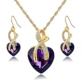 Long Way® Austrian Crystal Fashion Heart Jewelry Sets Necklace Earrings Wedding Party Accessories