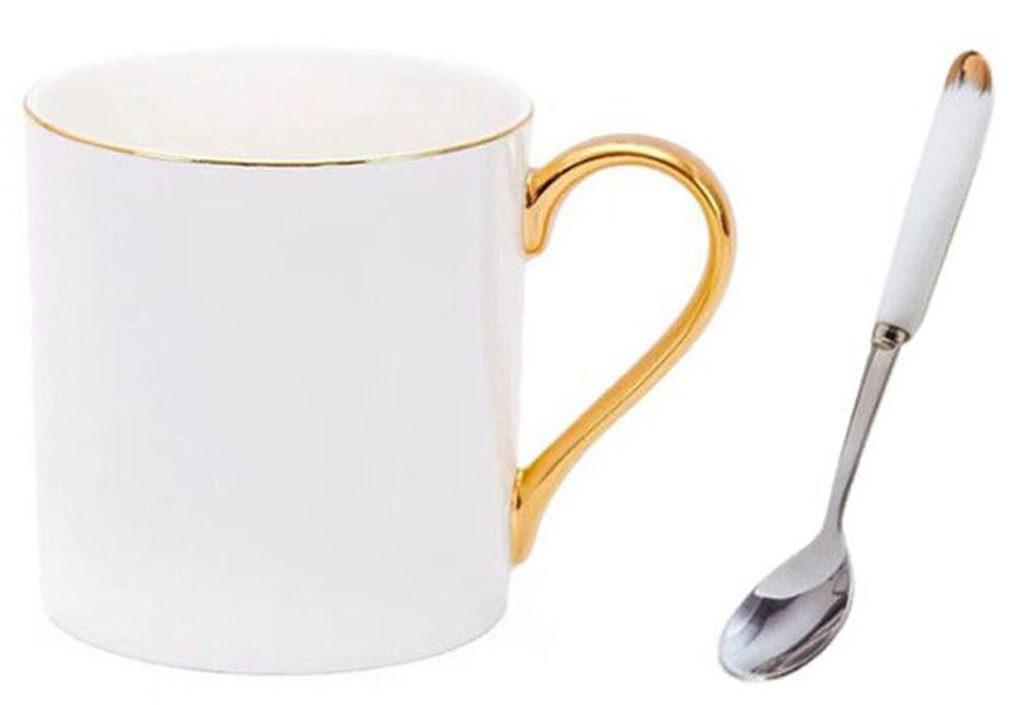 YBK Tech Bone China Porcelain Tea Cup, 12oz Coffee Mug for Home Kitchen Office - Pure White