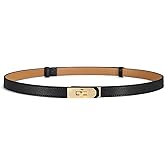Fianmy Women‘s Thin Leather Belt - Adjustable Gold/Silver Buckle for Office, Wedding & Jeans
