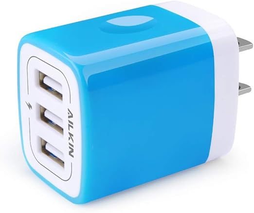 Usb Charger Multi Port Ailkin Micro Usb Charger Charging Block Usb Wall Plug Travel Charger Outlet Fast Charger Brick Usb Charging Block Compatible Iphone Ipad Iphone And Iwatch Blue 3port Amazon Co Uk Electronics