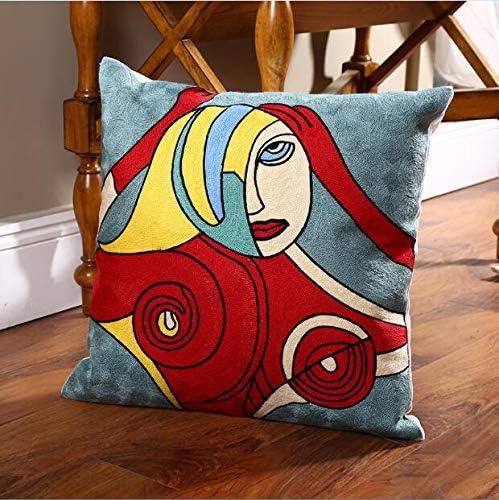 Amazon Com Cushion Cover Cotton Picasso Embroidered Cushion