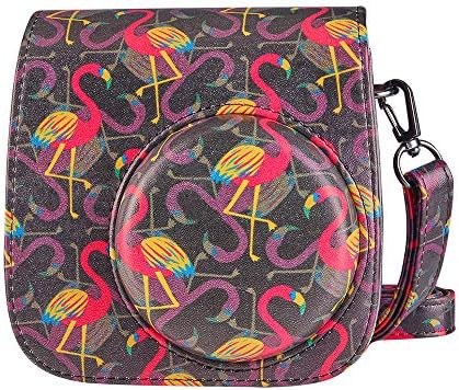 Goocor Instax Mini 9 Camera Case for Fujifilm Instax Mini 9 / Mini 8 / Mini 8+ / Instant Camera with Adjustable Strap (Golden flamingo)