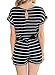 MIHOLL Women's Summer Striped Jumpsuit Casual Loose Short Sleeve Jumpsuit Rompers (Black, Small)