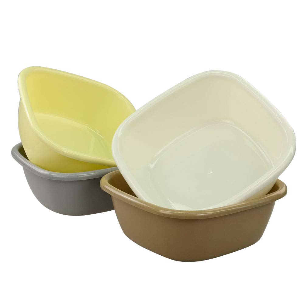 Eudokky Small Plastic Washing up Bowls Basin, Pack of 4 Square Wash