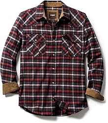 CQR Men's 100% Cotton Plaid Flannel Shirt, Long