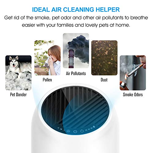 MOOKA True HEPA Air Purifier for Home Up to 323ft², 360° Deep Purification, Ozone Free Air Cleaner for Allergies, Pets, Smokers, Mold, Odor Eliminators for Bedroom Large Room, Filter Reminder & Timer