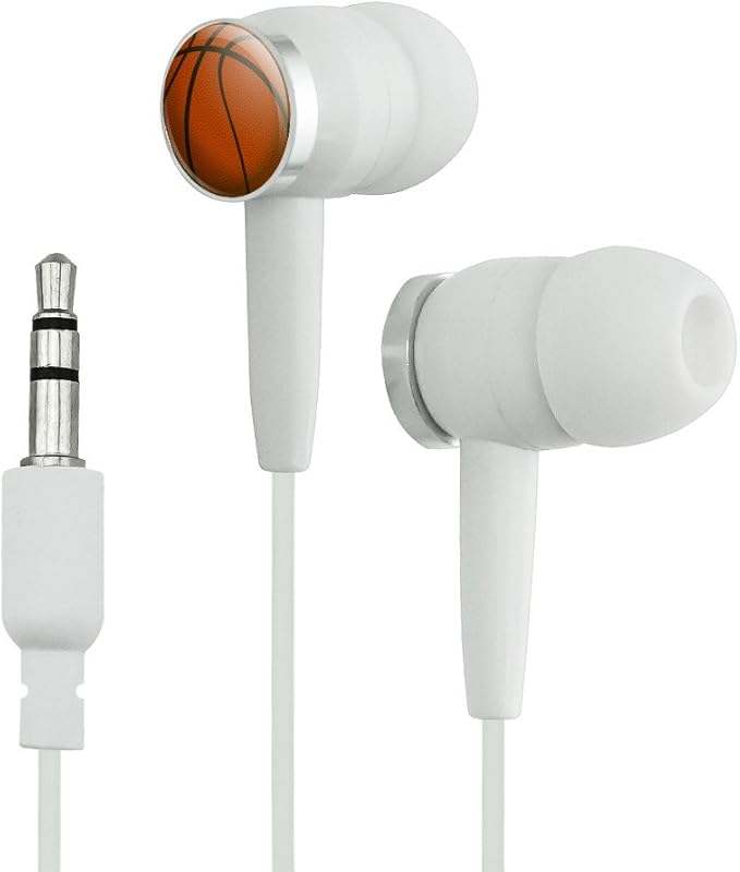 Basketball Novelty inEar Earbud Headphones White Home