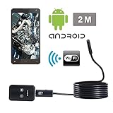 LESHP WiFi Wireless Endoscope Camera Waterproof IP66 Handheld Inspection Snake Camera 2.0 Megapixels HD 6Led 720P for Borescope Video Inspection Support iOS ,Android(8MM 2M)