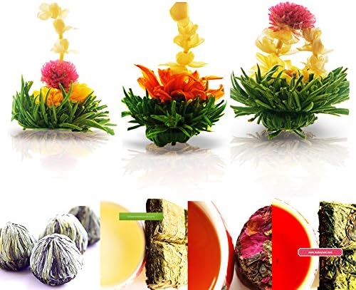 Tea Beyond Tea Samplers Zen Flowering Tea 3 Packs Mint Herbal Tea 20g Sweet Hibiscus 20g Black Rose Tea 20g Natural Vegan No Additives Flavors Added White Tea Teabloom Gift
