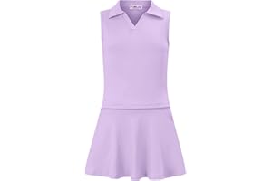 LIONJIE Kids Girls Tennis Golf Dress Outfit Sleeveless Dress with Pockets Athletic Skorts and Polo Tank Top Sets