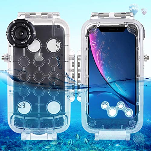 Haweel for iPhone XR Underwater Housing Professional [40m/130ft] Diving Case for Diving Surfing Swimming Snorkeling Photo Video with Lanyard (iPhone XR, Transparent)