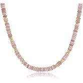 KissYan Boho Beaded Choker Necklace for Women, Gemstone Choker Natural Stone Freshwater Pearl Surfer Necklaces 14K Gold Plated Summer Beach Handmade Jewelry