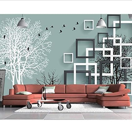 Carta Da Parati 3d Foto Murale Cubi Legno Astratto Uccello