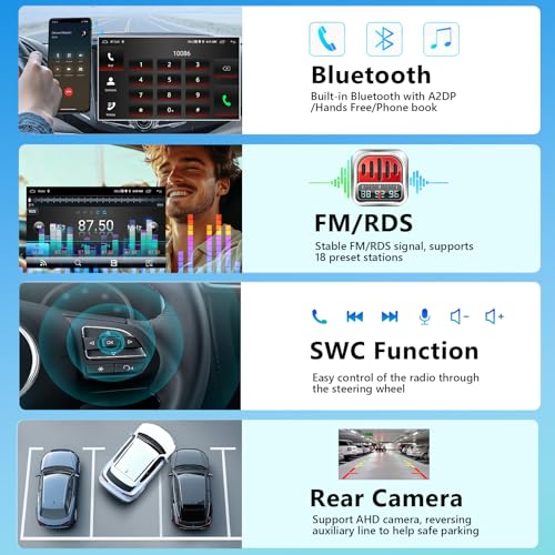 Motorsi 2+64GB Car Radio for Fiat Punto 10-16/Linea 12-15 with Wireless Carplay Android Car, Bluetooth Car Stereo Screen with GPS RDS/FM Radio SWC 5G WiFi USB +AHD/CVBS Rear Camera