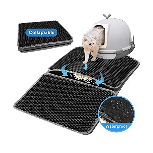 Tappetino Lettiera Gatto, Grande Tappeto per trapper per lettiera per gatti con impermeabile EVA doppio strato, Lavabile…