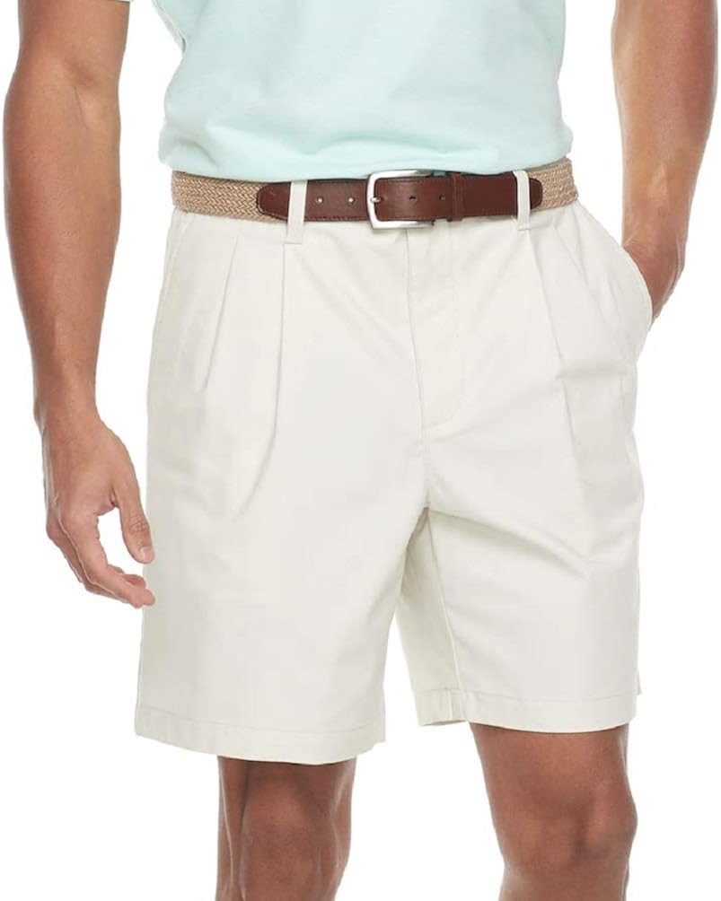 Croft & Barrow Men's ClassicFit EasyCare FlexWaist Stretch Pleated Shorts (Silver Birch, 40