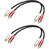 GELRHONR 2RCA to 2RCA Cable,Short 2RCA Male to 2RCA Male Stereo Audio Cable | 1FT,2Pack,Suitable for Subwoofer, Speaker, Home Theatre,DVD players and More