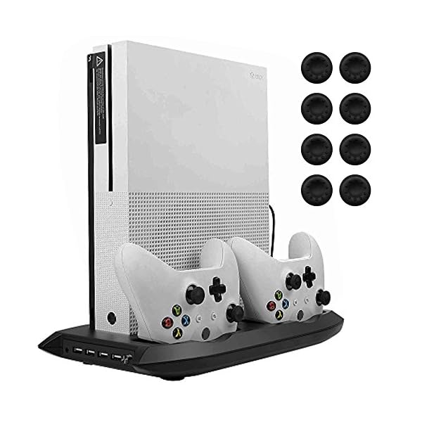 Lictin-Xbox-One-S-Vertical-Stand-Cooling-Fan-with-Dual-Charging-Station-for-2-Xbox-One-S-Controllers-8-Silicone-Thumb-for-Xbox-One-S-ControllerBlack Lictin Xbox One S Vertical Stand Cooling Fan with Dual Charging Station for 2 Xbox One S Controllers + 8 Silicone Thumb…