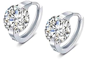 KOKOMA Crystal Tiny Small Hoop Earrings Sterling Silver Cartilage Sleeper Round Huggies Hoops 10mm for Women Girls