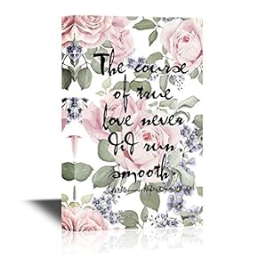 Shakespeare Quotes Canvas Wall Art - The Course of True Love Never Did Run Smooth - Gallery Wrap Modern Home Art | Ready to Hang - 12x18 inches