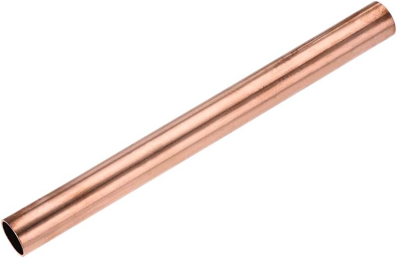 sourcing map Copper Round Tube, 18mm OD 1mm Wall Thickness 200mm Length Straight Pipe Tubing, 18mm x 1mm x 200mm