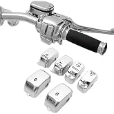TrichTu Mount Handle Bar Switch Button Cover Cap Kit Fit for 1996-2017 Harley VRSC Sportster Dyna Softail Road King,6pcs (Chrome)