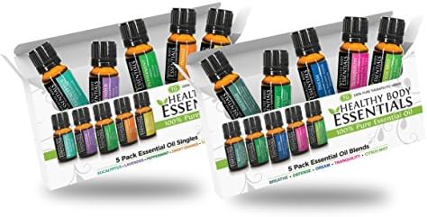 Essential Oil Aromatherapy TOP 10 PACK Singles and blends Peppermint/Lavender/Eucalyptus/Sweet Orange/Tea Tree BLENDS Breathe/Defense/Dream/Tranquility/Citrus Mint